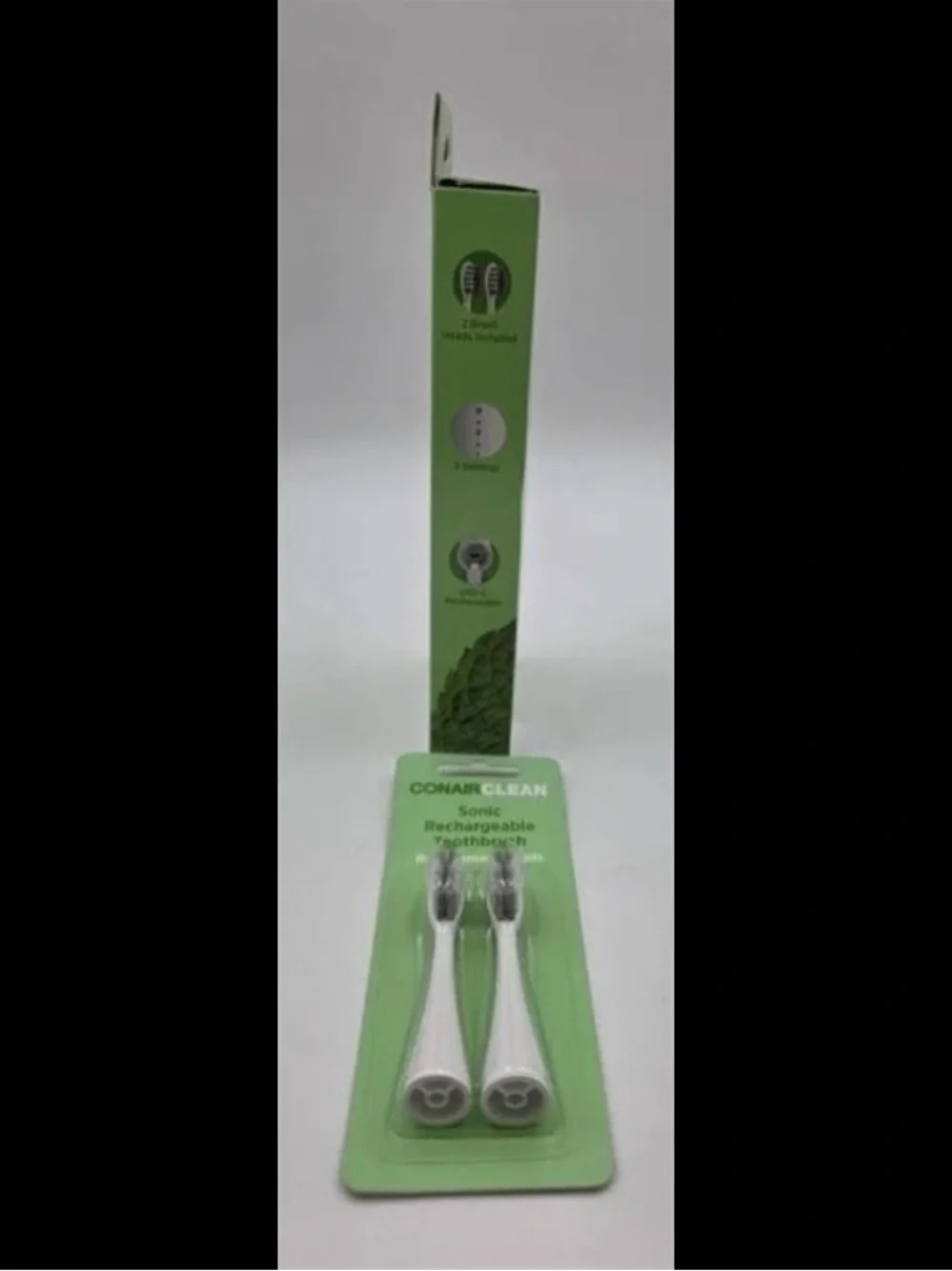 Conair Clean Sonic Rechargeable Toothbrush w/ 2 Replacement Heads NIB